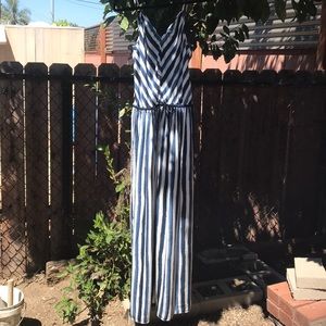 Blue stripe spaghetti maxi dress lightweight.